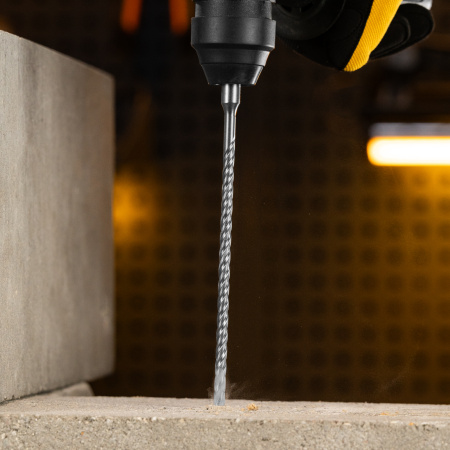 Бур по бетону DENZEL, цельная крестовая пластина, 6x215 мм, SDS PLUS