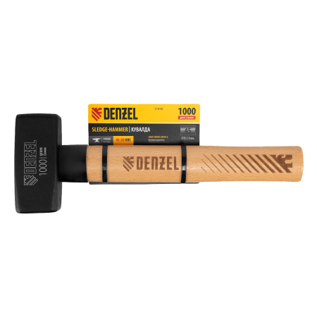 Кувалда DENZEL 1000 г, кованая головка, буковая рукоятка