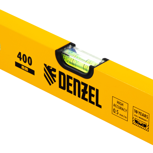 Уровень алюминиевый DENZEL 33680, 400 мм, 3 глазка, фрезерованный
