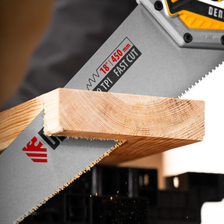 Ножовка по дереву DENZEL  450 мм, 9 TPI, зуб 3D, металлопластиковая рукоятка