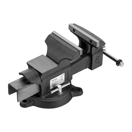 Тиски слесарные DENZEL BVH-150, 150 мм, поворотные, стальная направляющая, с наковальней