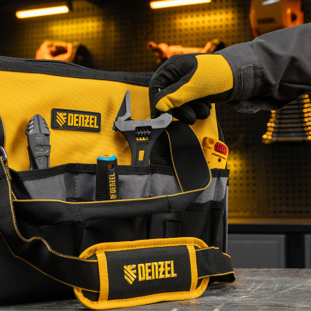 Сумка для инструмента DENZEL 500х245х300 мм, 20 карман.,съемный органайз. 10 карман.,наплеч. рем.