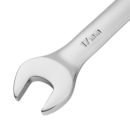 Ключ комбинированный трещоточный DENZEL, 17 мм, CrV, матовый хром