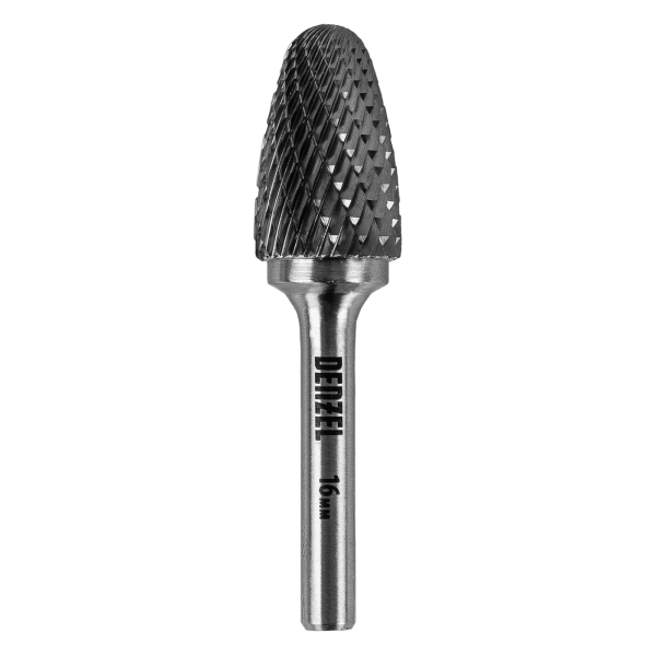 Борфреза по металлу DENZEL твердосплавная, параболическая, тип-F, 16 мм