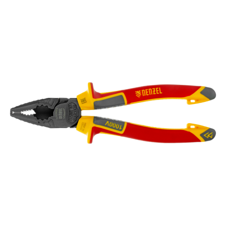 Плоскогубцы комбинированные DENZEL диэлектрические трехкомпонентные рукоятки до 1000 В, 180 мм Плоскогубцы комбинированные DENZEL диэлектрические трехкомпонентные рукоятки до 1000 В, 180 мм