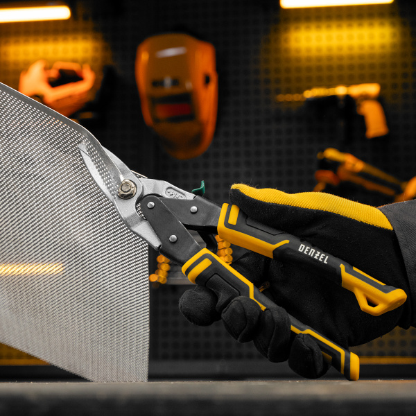 Ножницы по металлу DENZEL 78371, 270 мм, прямой и правый рез, сталь СrMo