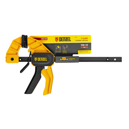 Струбцина DENZEL F-образная, быстрозажимная, 150 х 55 мм, усиленный нейлоновый корпус