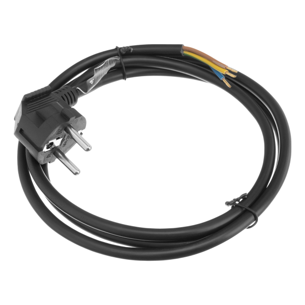 Шнур сетевой Energy Series DENZEL, ПВС, 1,5 м, 3 x 1,5 мм, с неразборной вилкой, черный