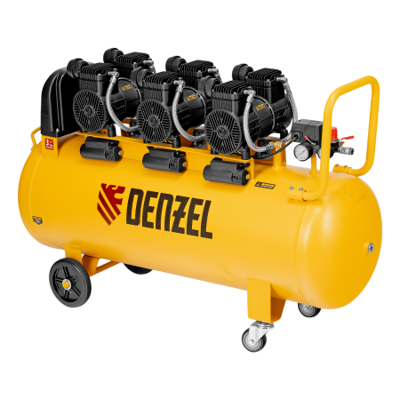 Компрессор безмасл. малошумн. DENZEL DLP-4500/150, 4,5 кВт, 3х1,5 кВт,150 л, 2850 об/мин,750 л/мин