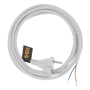 Шнур сетевой Energy Series DENZEL, ПВС, 3 м, 2 x 1 мм, с неразборной вилкой, белый
