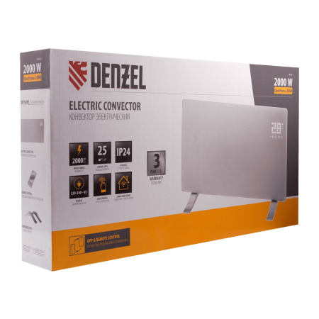 Конвектор электрический DENZEL OptiPrime-2000, Wi-Fi, тачскрин, цифровой термостат, 2000 Вт