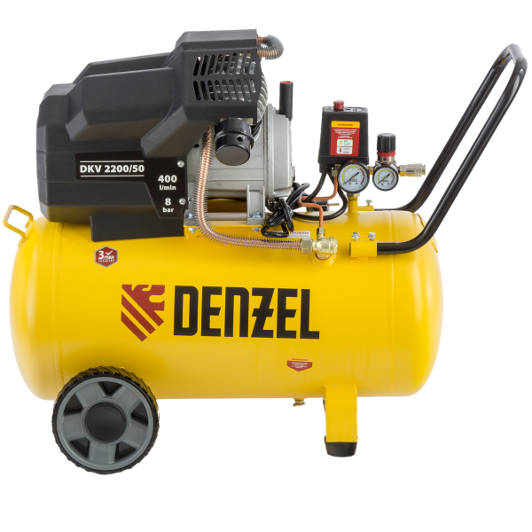 Компрессор воздушный DENZEL X-PRO DKV2200/50, 2.2 кВт, 400 л/мин, 50 л