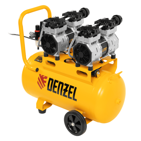 Компрессор безмасляный, малошумный DENZEL DLS 1500/50, 1500 ВТ, 2x750, 50 л, 260 л/мин