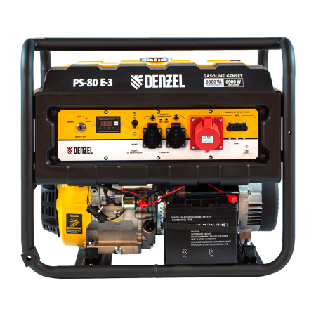 Генератор бензиновый DENZEL PS 80 E-3, 6.6 кВт, 400 В, 25 л, электростартер