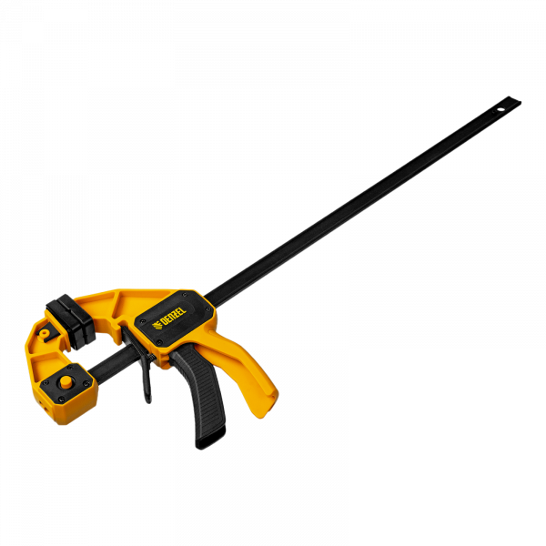 Струбцина DENZEL F-образная, быстрозажимная, 450 х 80 мм, усиленный нейлоновый корпус Струбцина DENZEL F-образная, быстрозажимная, 450 х 80 мм, усиленный нейлоновый корпус