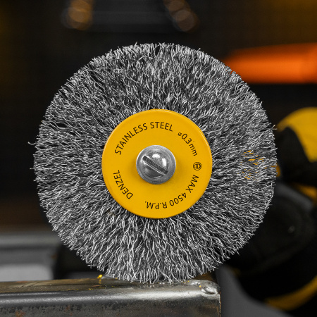 Набор щеток для дрели DENZEL, 5 Плоских 25-38-50-63-75 мм, шпилька, нерж. вит. проволока