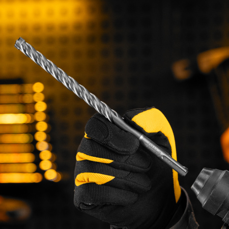 Бур по бетону DENZEL, цельная крестовая пластина, 12x215 мм, SDS PLUS