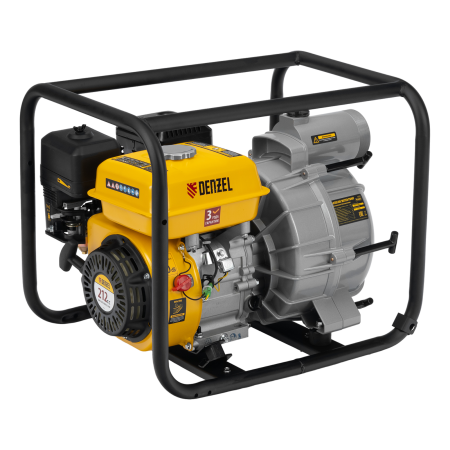 Мотопомпа бензиновая для грязной воды DENZEL PX-80D7, 7 л.с., 3", 1300 л/мин, глуб 8 м,напор 30 м