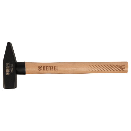 Молоток слесарный DENZEL 1000 г, кованый квадратный боек, буковая рукоятка