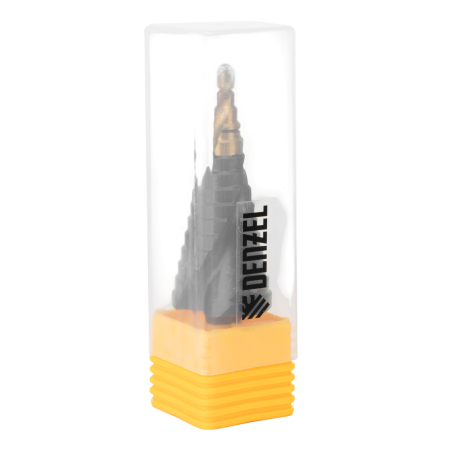 Сверло ступенчатое DENZEL, 4-6-8-10-12-14-16-18-20-22-24-26-28-30-32 мм, Р6М5, 6-гр. хвостовик