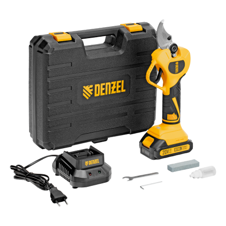 Секатор аккумуляторный, бесщет. DENZEL, CP-40BL, Li-Ion, 20 В, лезвия SK5
