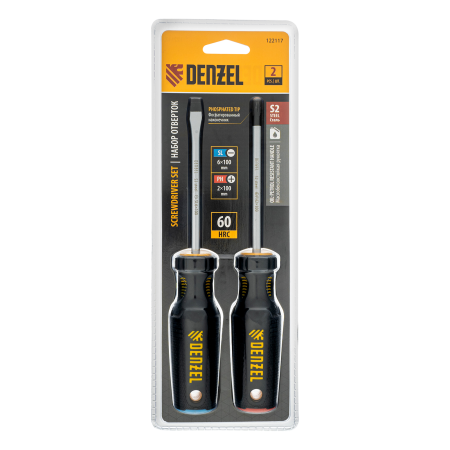 Набор отверток DENZEL 2 шт., PH+SL, S2, 3к рукоятка