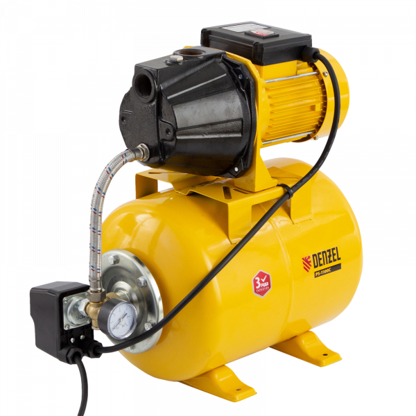 Насосная станция DENZEL PS1100С, 1100 Вт, 4500 л/ч, ресивер 24 л, высота подъема 46 м