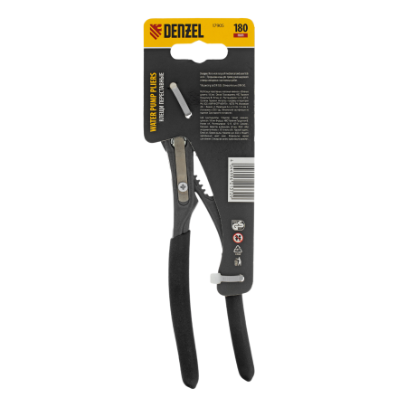 Клещи переставные DENZEL кнопочный механизм, обливные рукоятки, 180 мм