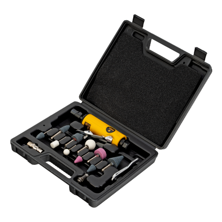 Пневмошлифмашина прямая DENZEL PGS25000, 25000 об/мин, 10 шлиф. камней, цанга - 3, 6 мм, 113 л/мин