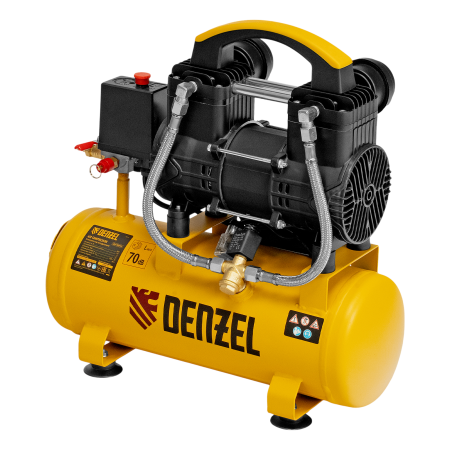 Компрессор безмасл. малошумный DENZEL DLP-950/10, 950Вт,10 л, 2850 об/мин, 170 л/мин