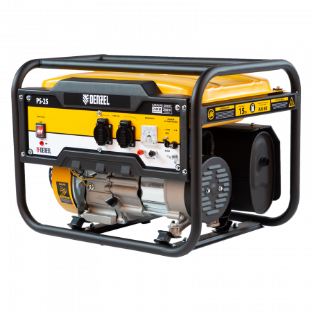 Генератор бензиновый DENZEL PS 25, 2.5 кВт, 230 В, 15 л, ручной старт