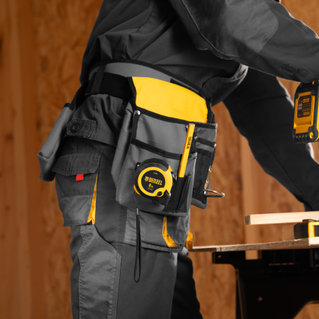 Рулетка DENZEL 8м х 25мм, двухкомп. корпус, кнопка-пауза