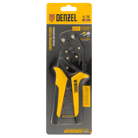 Клещи для обжима наконечников штыревых DENZEL НШВ, НШВИ, НШВИ-2, 6-16 мм2
