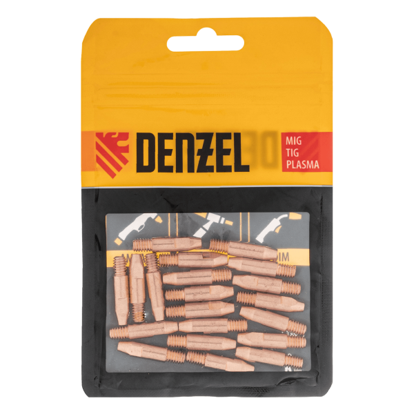 Токосъемный наконечник под проволоку DENZEL 1,2 мм, М6х28, E-CU, 20 шт для MIG горелки тип 24