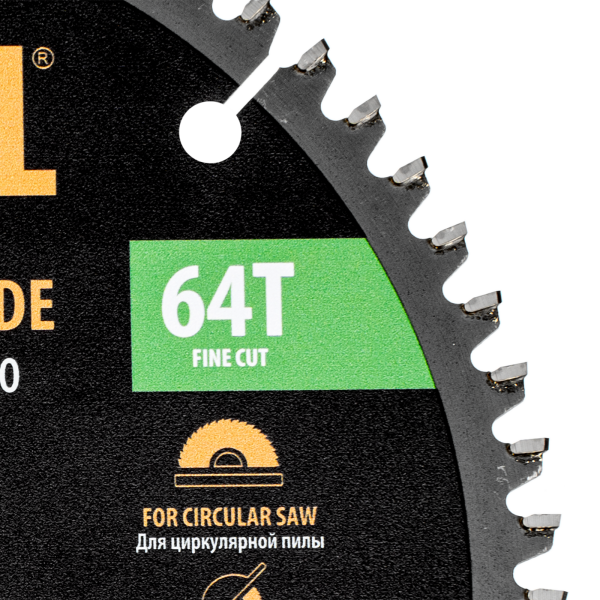 Пильный диск по алюминию DENZEL ф190 х 20 мм, 64 зубьев
