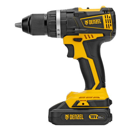 Дрель-шуруповерт аккумуляторная ударная бесщет DENZEL CIDB-IB-18-02, Li-Ion, 18 В, 2 акк.
