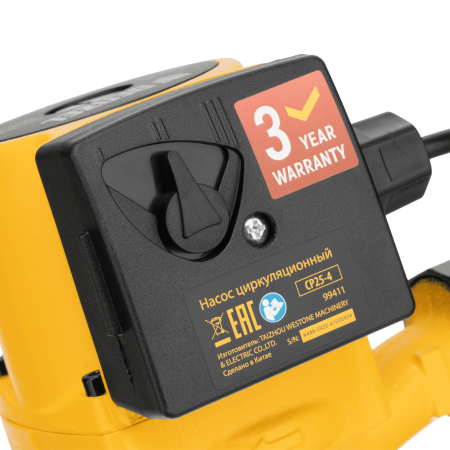 Циркуляционный насос DENZEL CP25-6, напор 6 м, 50 л/мин, 1 м кабель, монт. длина 180 мм