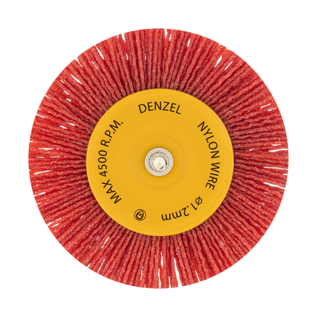 Щетка для дрели DENZEL, 100 мм, Плоская, со шпилькой, нейлоновая щетина