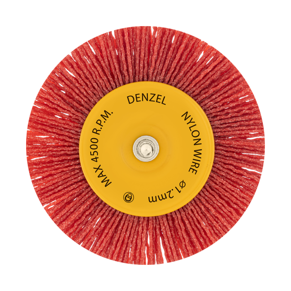 Щетка для дрели DENZEL, 100 мм, Плоская, со шпилькой, нейлоновая щетина