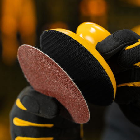 Брусок для шлифования, круглый DENZEL, 125 мм, с "липучкой