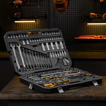 Набор инструментов DENZEL 1/2", 1/4", CrV, S2, пластиковый кейс, 194 предмета
