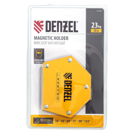 Фиксатор магнитный DENZEL для сварочных работ усилие 50 LB, 30х45х60х75х90х135 град.