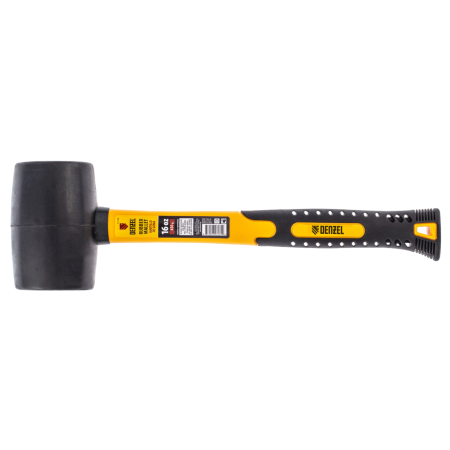 Киянка резиновая DENZEL 16 oz, черная резина, фибергласовая рукоятка