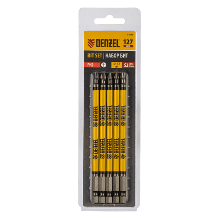Бита DENZEL PH2х127, сталь S2, цилиндр., 5шт. Е 6,3 Бита DENZEL PH2х127, сталь S2, цилиндр., 5шт. Е 6,3