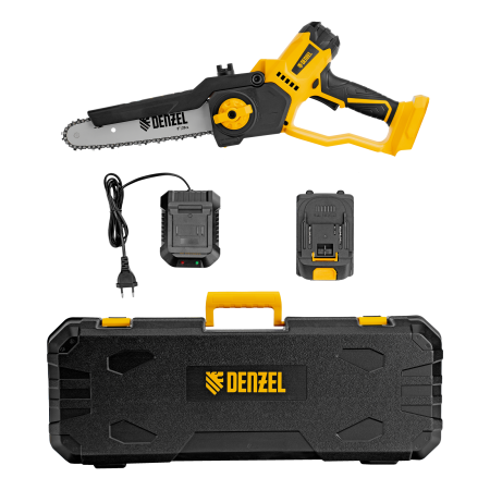 Цепная мини-пила аккумуляторная бесщеточная DENZEL СCS-200BL, шина 200 мм, Li-Ion, 20 В