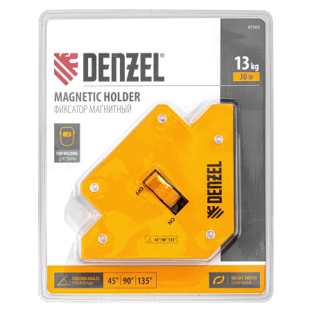 Фиксатор магнитный DENZEL отключаемый для сварочных работ усилие 30 LB, 45х90х135 град.