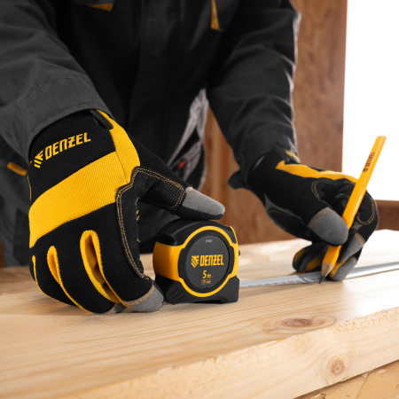 Рулетка DENZEL 5м х 19мм, двухкомп. корпус, магнитный обрезиненный зацеп