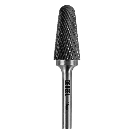 Борфреза по металлу DENZEL твердосплавная, коническая закругленная, тип-L, 16 мм