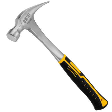 Молоток-гвоздодер DENZEL 450 г, цельнометаллический, двухкомпонентная рукоятка