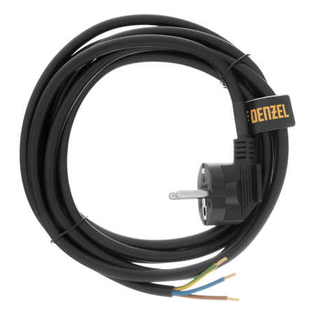 Шнур сетевой Energy Series DENZEL, ПВС, 3 м, 3 x 1,5 мм, с неразборной вилкой, черный